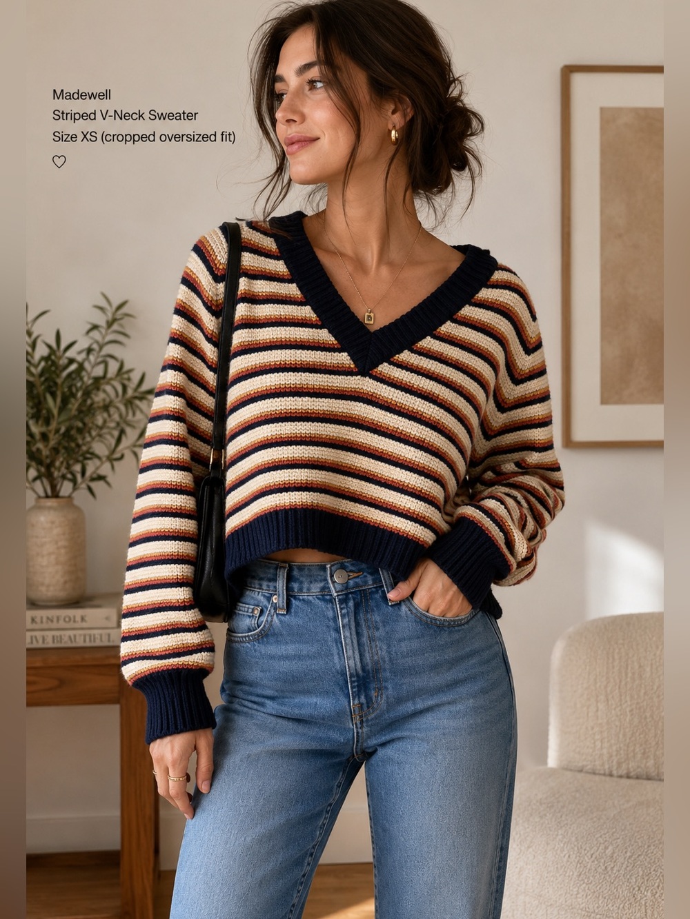 Madewell Arden V-Neck Crop Sweater